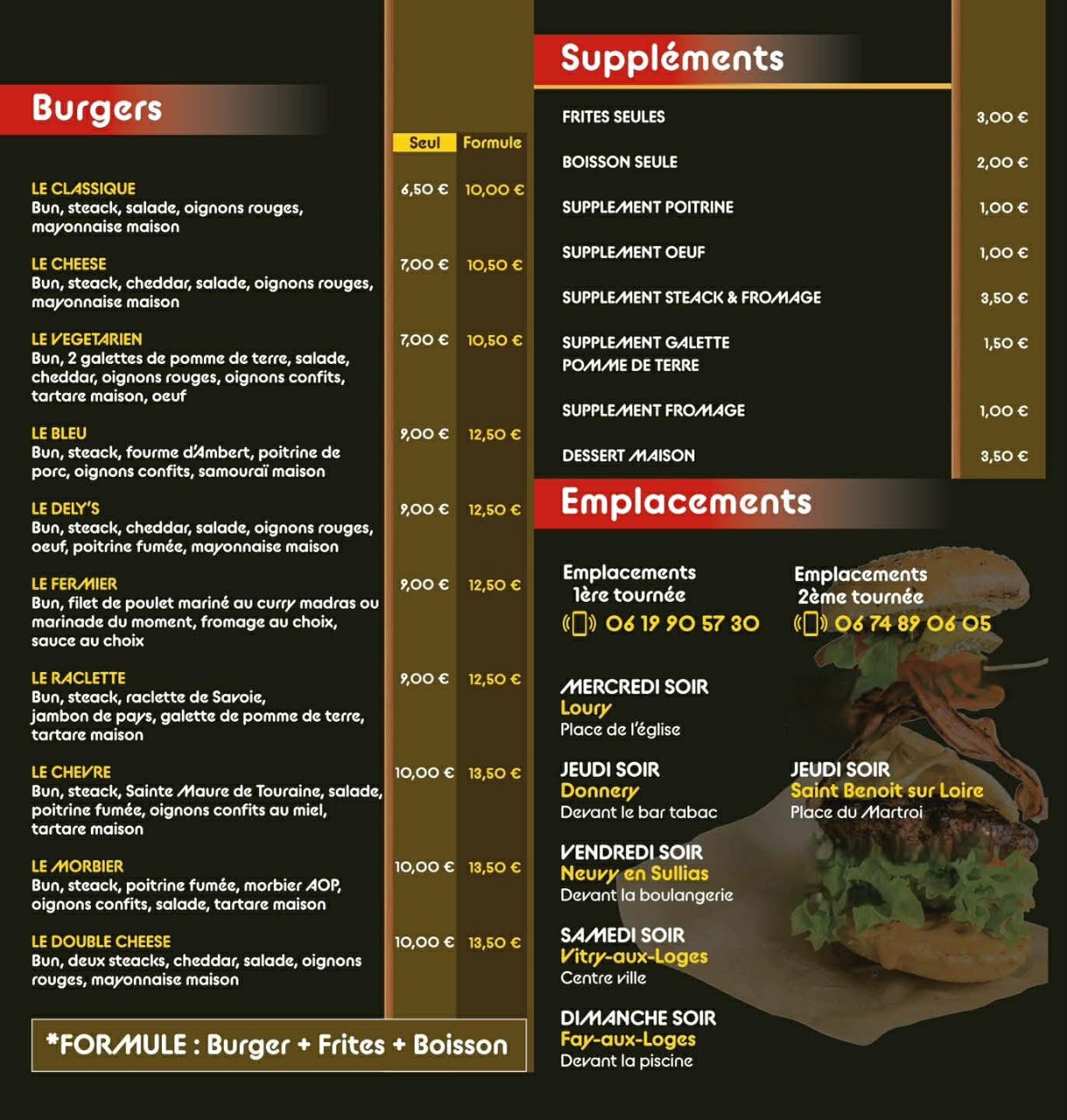 Menus - Crédit photo : Dely's Burger